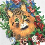 Mystical Cat Floral Print Crew Neck Short Sleeve T-Shirt Unisex Loose Fit White Tee - Image 4