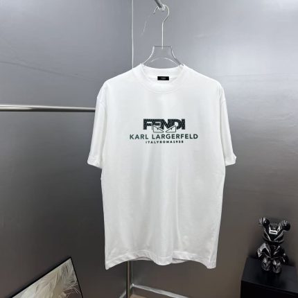 Karl Lagerfeld collaboration printed short-sleeved T-shirt, unisex, loose and casual, fashion brand style