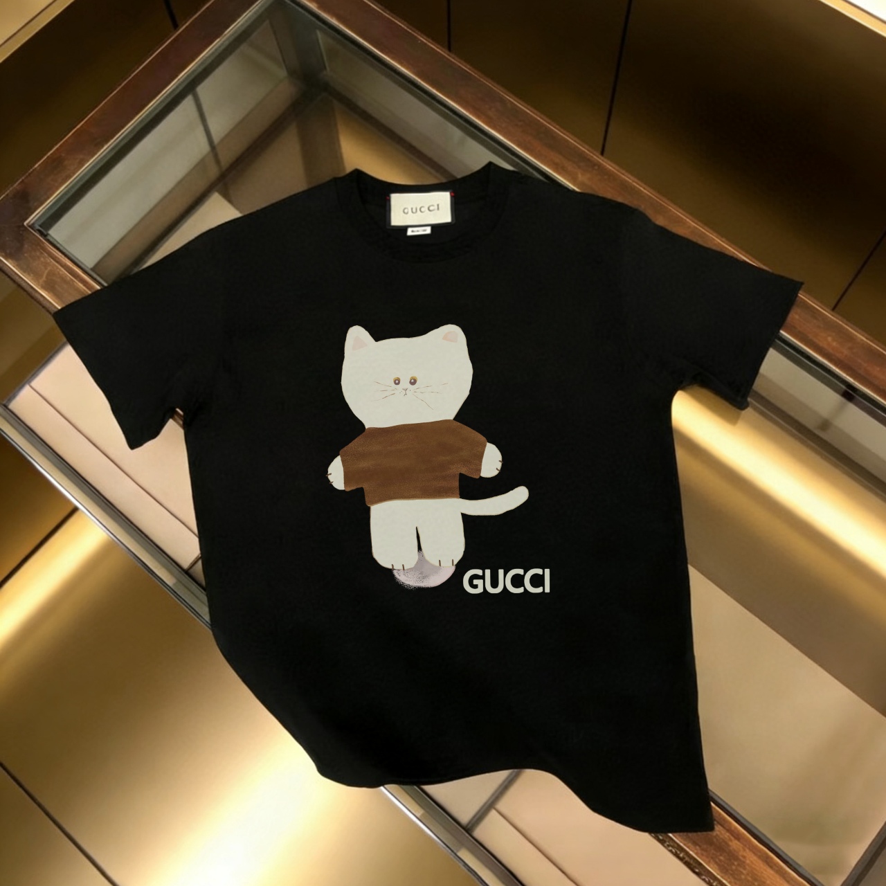 f06d58a8 Cartoon cat print cotton round neck short-sleeved T-shirt, unisex - Image 1